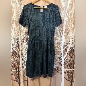 NWT LuLaRoe XL Amelia Blue and Black Midi Dress
